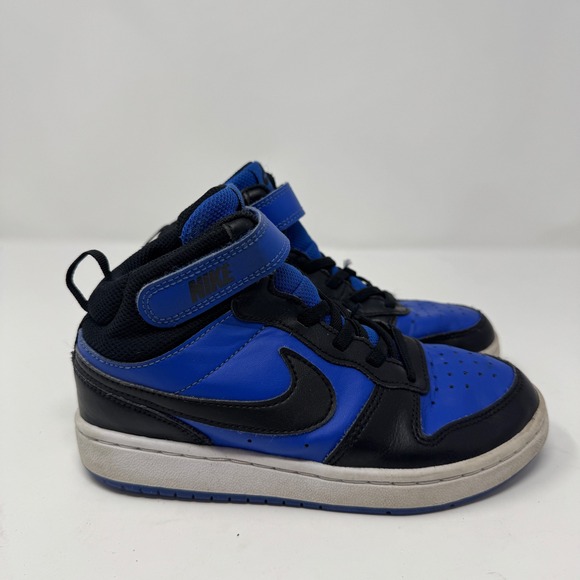Nike Court Borough Mid PS Kids 1Y Shoes Blue Black Hook Loop Sneakers CD7783 404 - Picture 1 of 8
